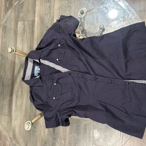 Navy Short Sleeve Button-Up Shirt